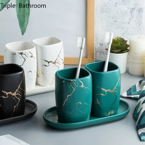 ensemble de tasse en céramique et support de brosse à dents - vue 3 sur 12