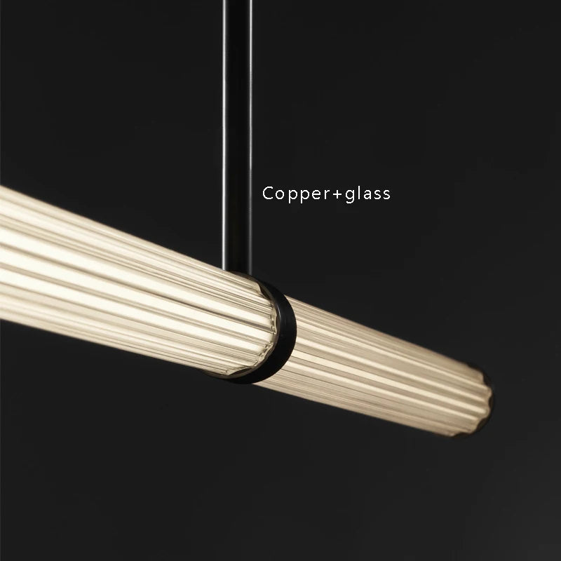 lustre de luxe moderne en verre de cuivre suspendu - vue 5 sur 9
