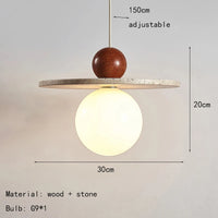 lustre rond en pierre et bois pour diverses utilisations