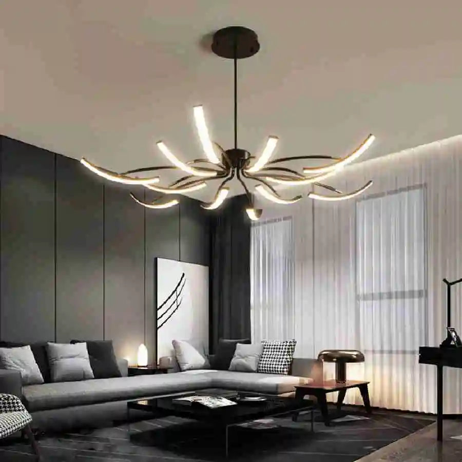Black Chandelier Iron Dimmable Lamp Design, Suitable For Bedrooms, Living Rooms, Dining Rooms, Kitchens, Adjustable Chandeliers - vue 2 sur 14