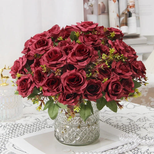 bouquet de roses décoratives en soie parfum de miel pour décoration intérieure - vue 4 sur 12