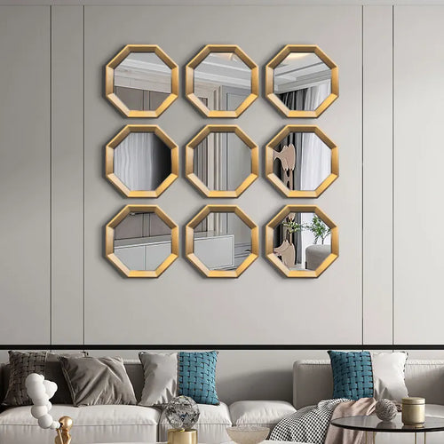 miroir octogonal décoratif imitation métal pour cheminée - vue 3 sur 10