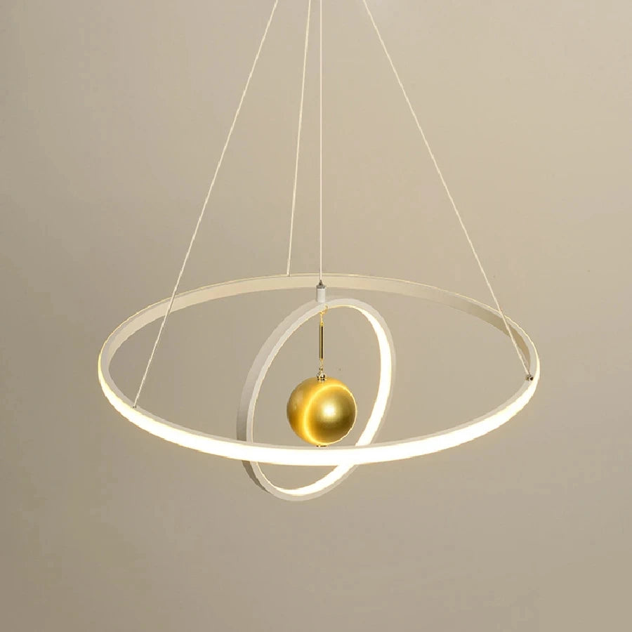 lustre circulaire en boule de fer avec luminaires led pour décoration - vue 3 sur 8