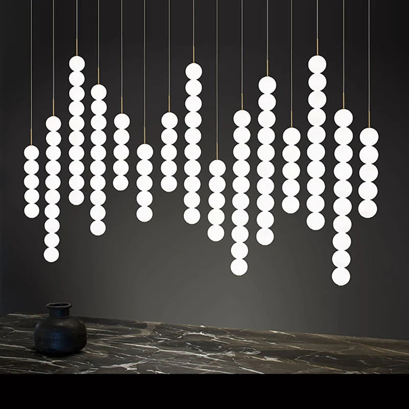suspension design art deco en verre doré et chromé - vue 3 sur 13