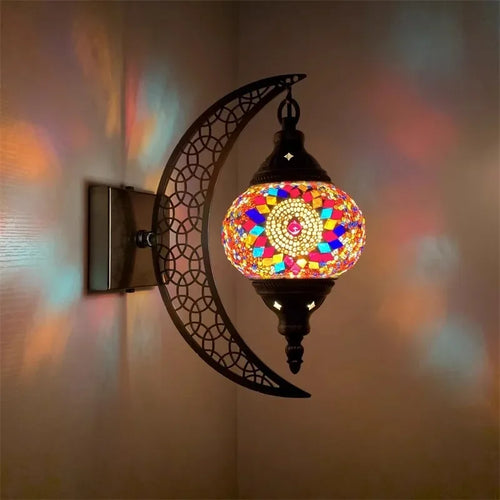 applique murale rétro bohème en forme de lune décorative artisanale - vue 11 sur 14