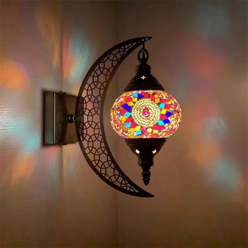 applique murale rétro bohème en forme de lune décorative artisanale - vue 10 sur 14
