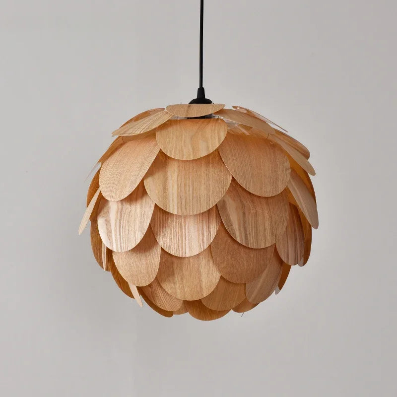 lustre ananas original en placage de bois pour hôtels bars et restaurants - vue 4 sur 10