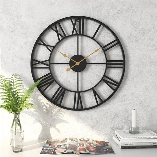 horloge murale décorative 3d moderne style rétro romain silencieuse en métal - vue 2 sur 9