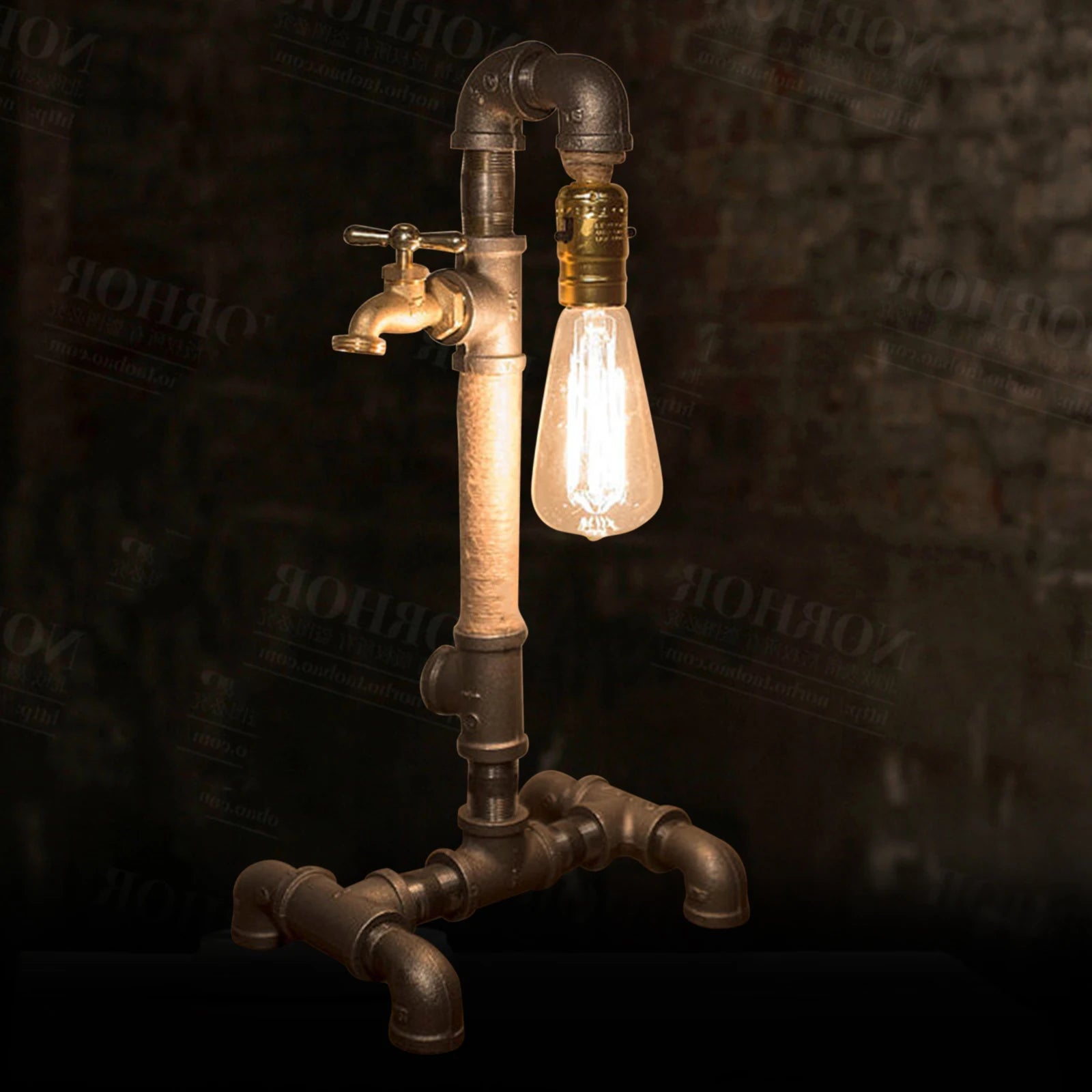Lampes à conduite d'eau rétro industrielles Vintage en fer rouille E27 pour café - vue 5 sur 6