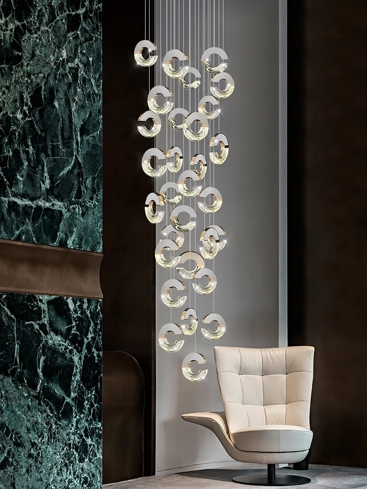 lustre moderne en cristal design loft pour éclairage minimaliste - vue 4 sur 14