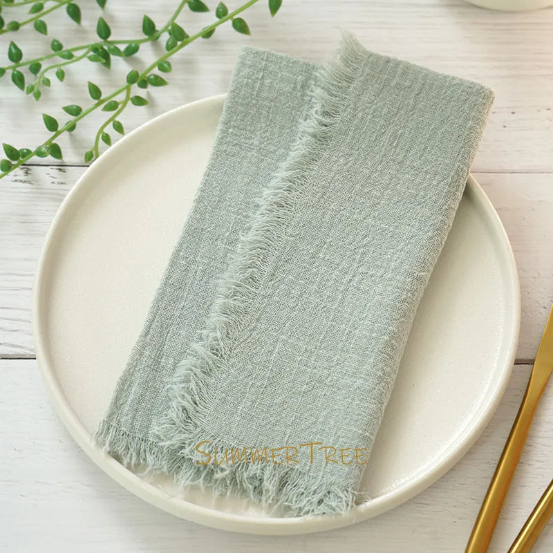 Serviette de table gaze coton rustique lot 12