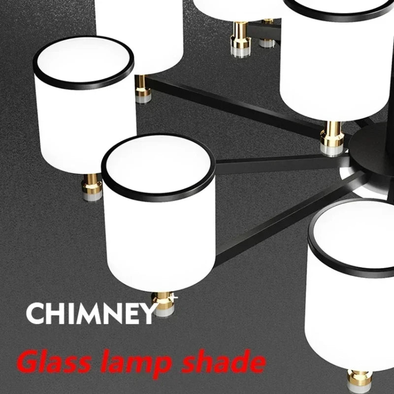 suspension moderne en verre doré et noir pour intérieur élégant - vue 5 sur 17