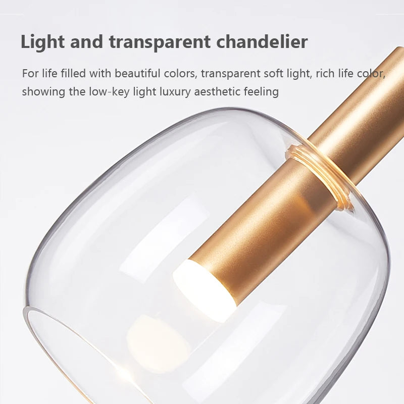 lustre suspension led luxe déco nordique luminaires modernes - vue 6 sur 12