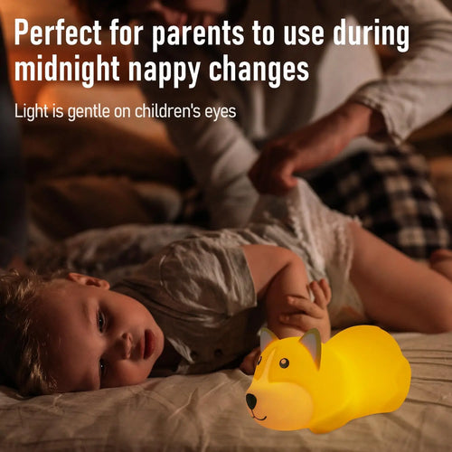 LED mignon Corgi veilleuses capteur tactile animaux lampe de nuit Silicone chien pour enfants enfant cadeau chambre chevet décor bébé lumière - vue 6 sur 7