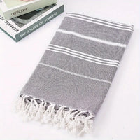 serviette de plage turque rayures pompons sechage rapide