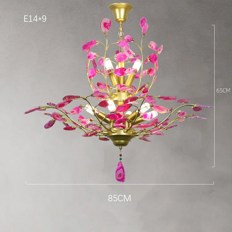 lustre led en agate naturelle idéal pour décoration romantique - vue 8 sur 15