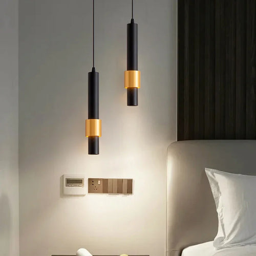 Lamp Modern LED Pendant Light Fixtures, 1-Light Adjustable Cylindrical Ceiling Hanging Light, Black And White Finish Mini Penda - vue 4 sur 14