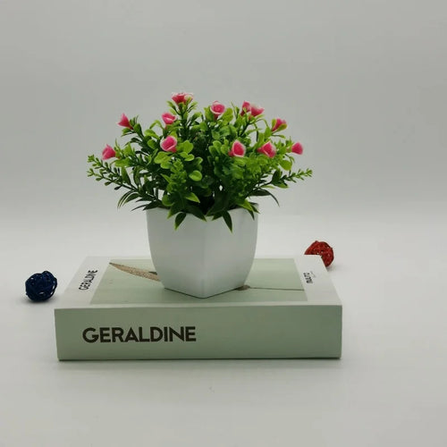 petite rose en pot bonsaï décoration plantes artificielles pour intérieur - vue 13 sur 12