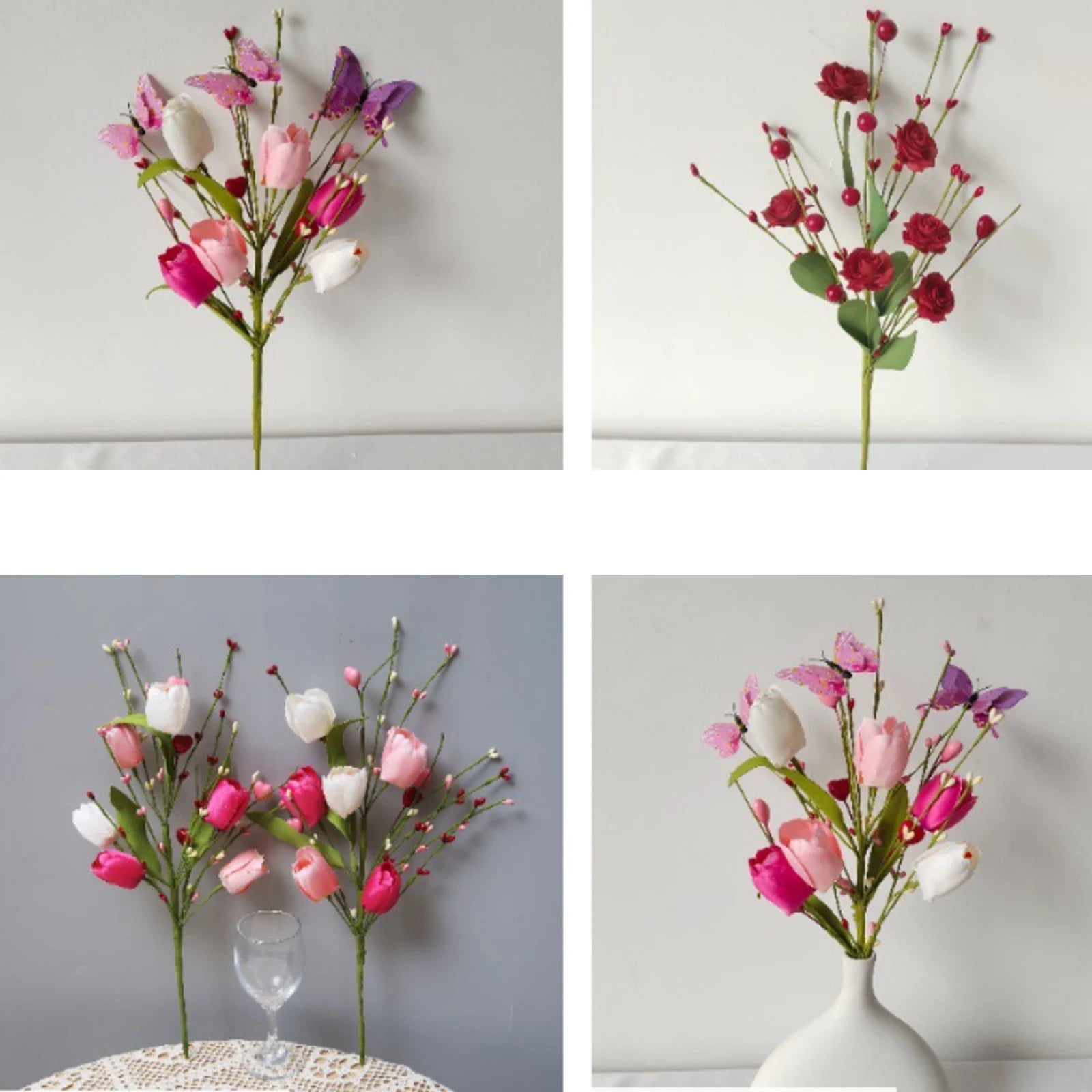 décoration florale tulipes artificielles pour la saint-valentin - vue 4 sur 12