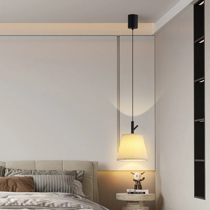 lustre en tissu plissé pour décoration intérieure moderne - vue 5 sur 8