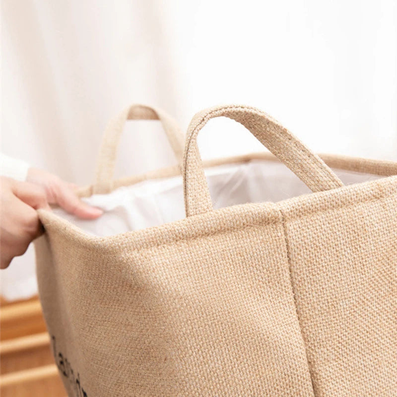 panier pliable en toile de jute pour vêtements sales - vue 6 sur 10