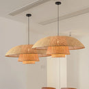 Wabi-sabi rétro rotin suspension Vintage artisanat silencieux lampe à vent pour salon chambre salle à manger Table lustre