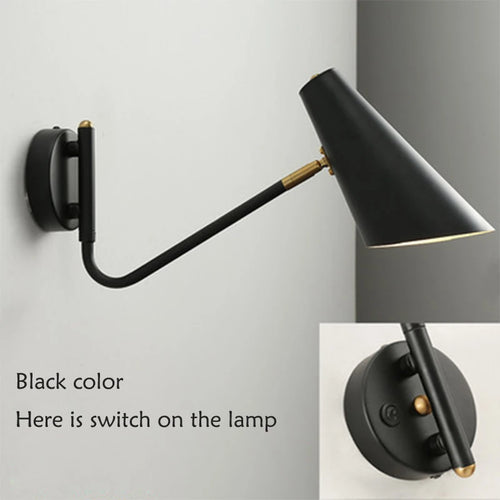 Applique murale rétro réglable interrupteur noir or led e27 - vue 8 sur 10