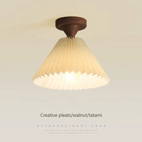 plafonnier moderne led bois tissu plissé