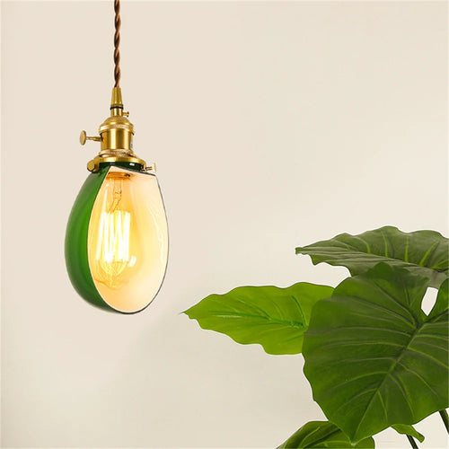 suspension vintage en cuivre et verre pour loft - vue 10 sur 12