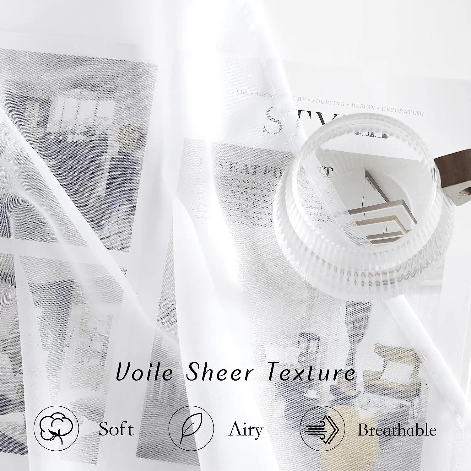 Voilage tulle transparent style moderne pour salon chambre - vue 4 sur 7