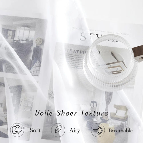 Voilage tulle transparent style moderne pour salon chambre - vue 5 sur 7