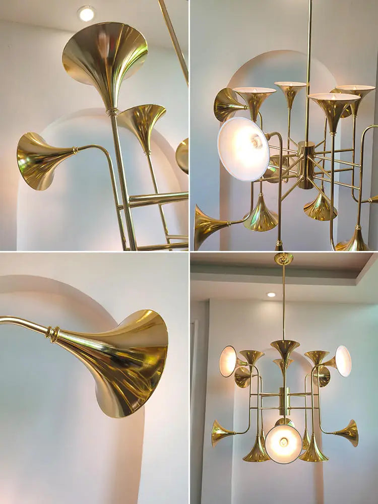 plafonnier led design corne d'or pour décoration intérieure créative - vue 4 sur 5