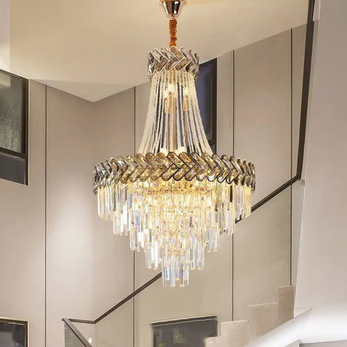 lustre led en cristal design moderne pour villa duplex - vue 3 sur 14