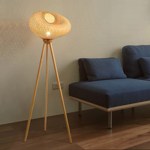 lampadaire japonais retro art en bambou pour intérieur élégant - vue 2 sur 9