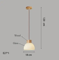 Suspension en verre blanc lampe suspendue de simplicité japonaise pour salon chambre salle à manger Loft lampe suspendue en bois