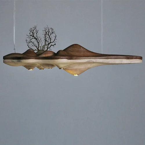 suspension nordique moderne en bois et résine décorative - vue 4 sur 9