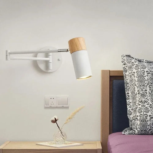 lampe oscillante télescopique bois décor intérieur lustre - vue 4 sur 10