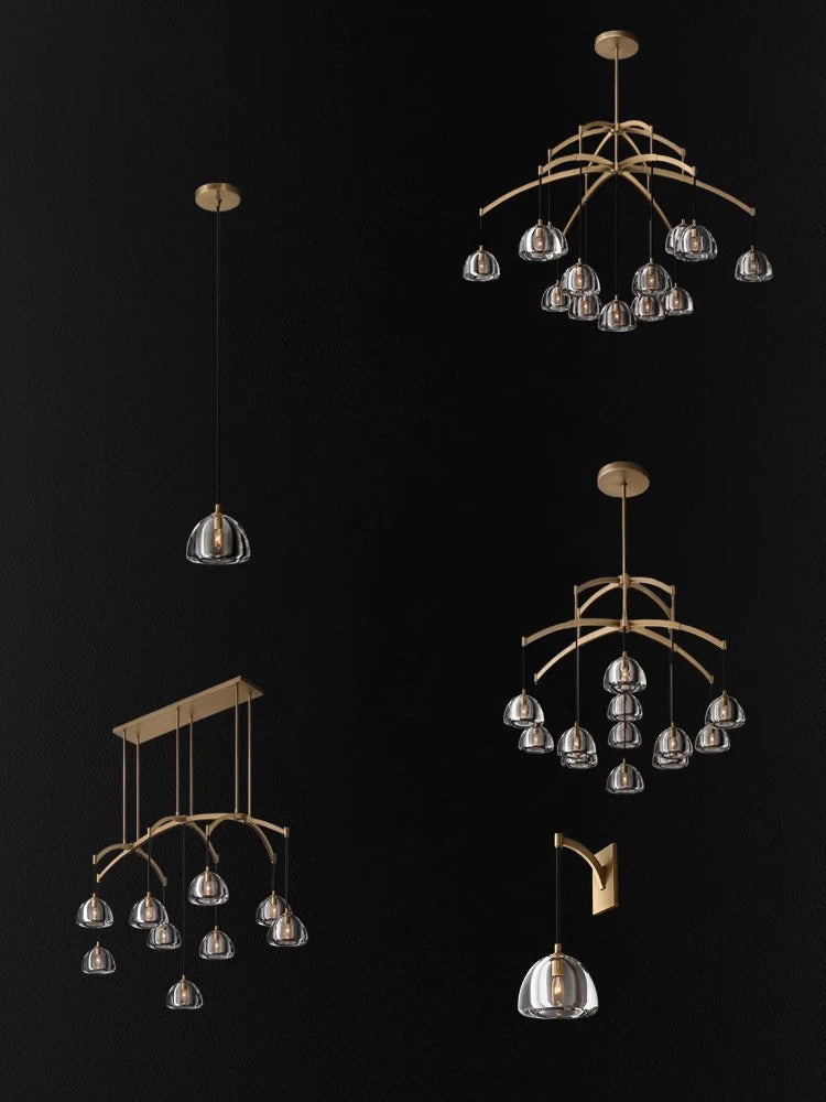 lustre vintage en cristal et cuivre pour éclairage élégant - vue 2 sur 13