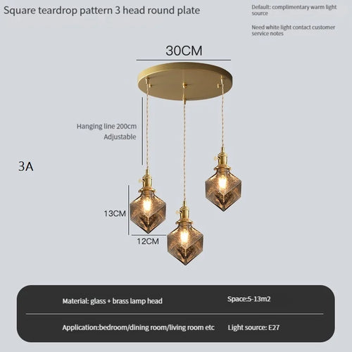 lustre vintage edison avec ombre en verre cristal pour bar loft - vue 9 sur 22