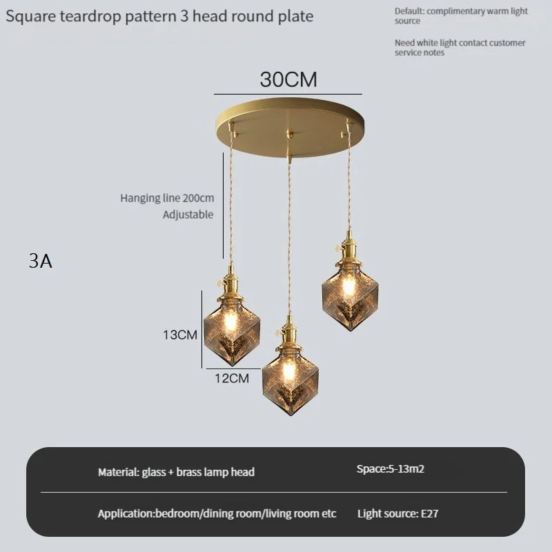 lustre vintage edison avec ombre en verre cristal pour bar loft - vue 9 sur 22