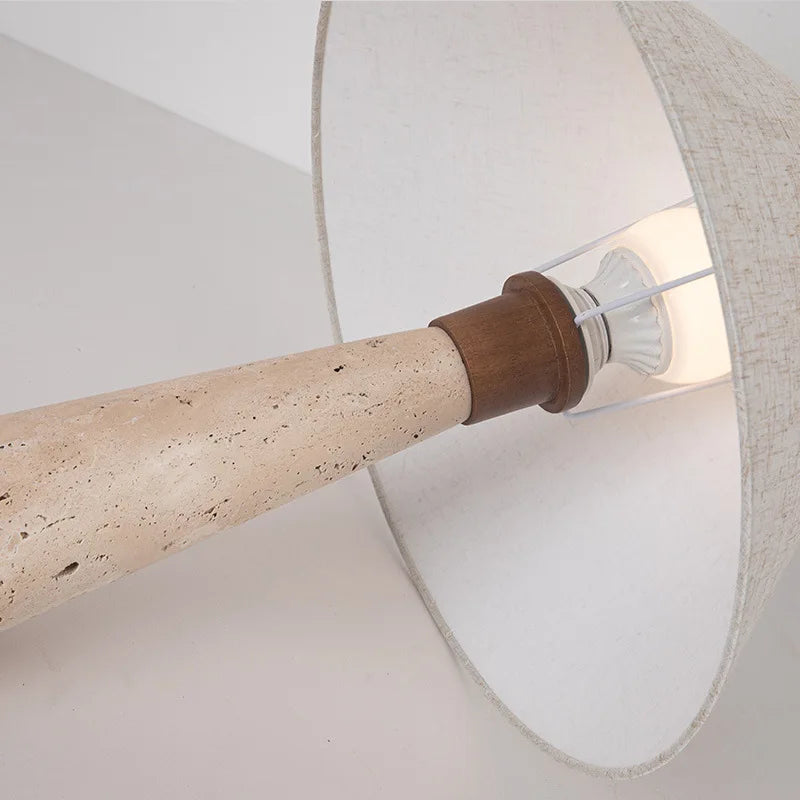 Off White Stone Table Lamp Fabric Shade Desk Light with Changeable Bulb - vue 5 sur 8