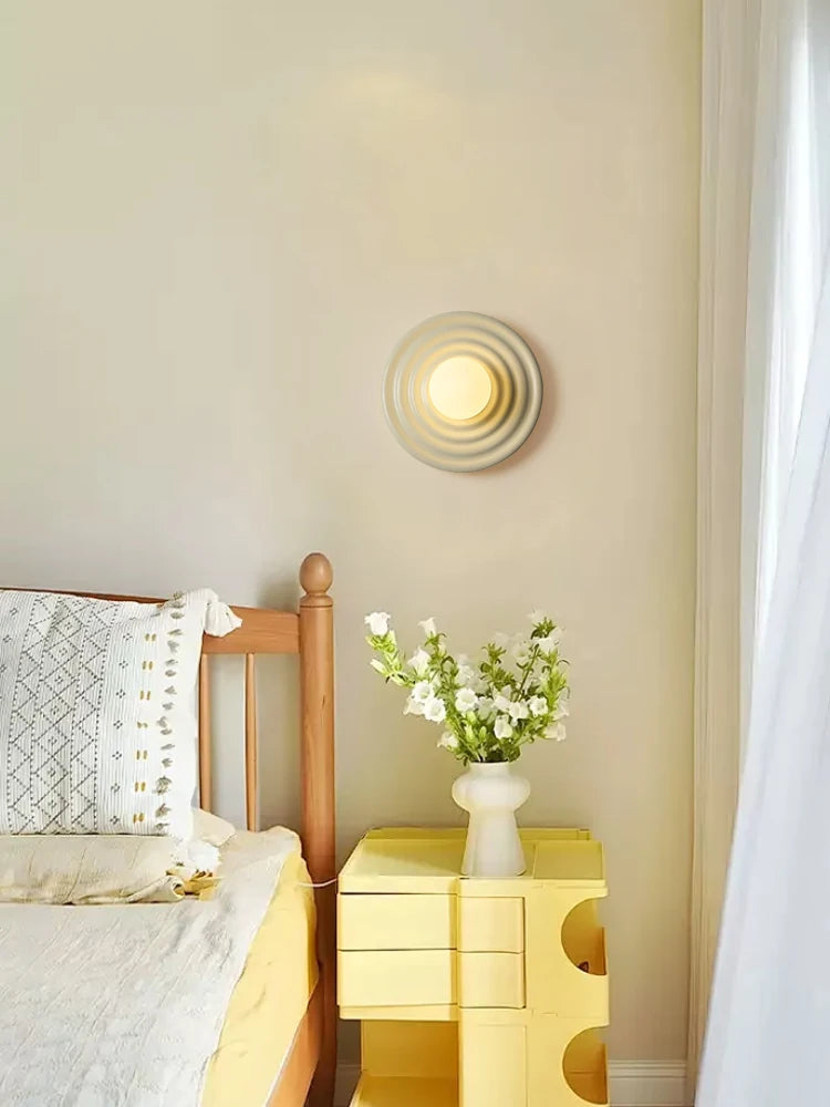 applique murale led rétro en résine luminaire mural rond - vue 6 sur 10