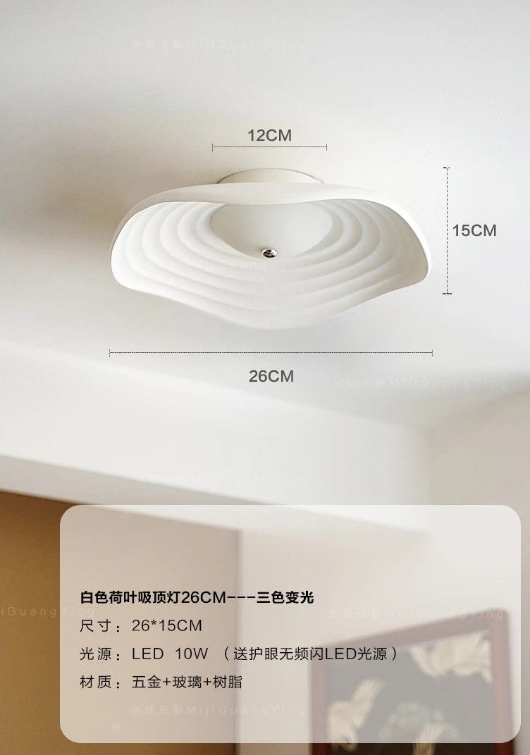plafonnier led rétro en résine feuille de lotus décoration moderne