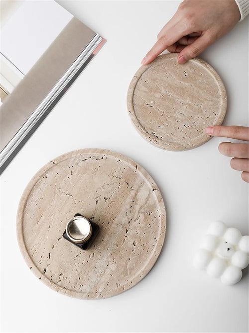 plateau minimaliste en marbre pour bougies et bijoux - vue 5 sur 16