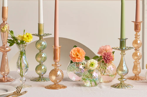 bougeoirs rétro coniques haut en verre pour décoration - vue 6 sur 32