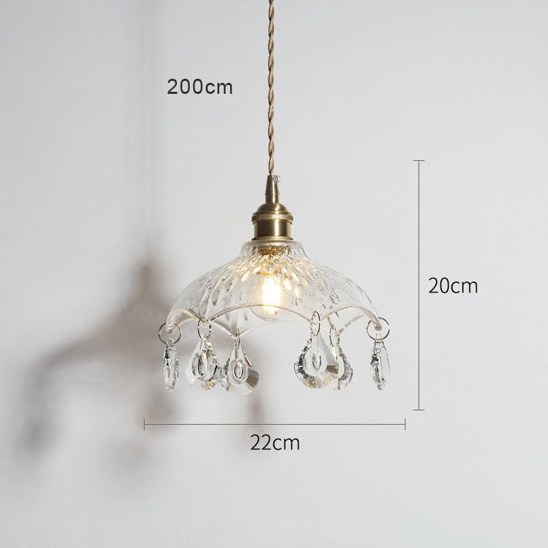 Suspension avec abat-jour en verre vintage Louvain - vue 6 sur 6