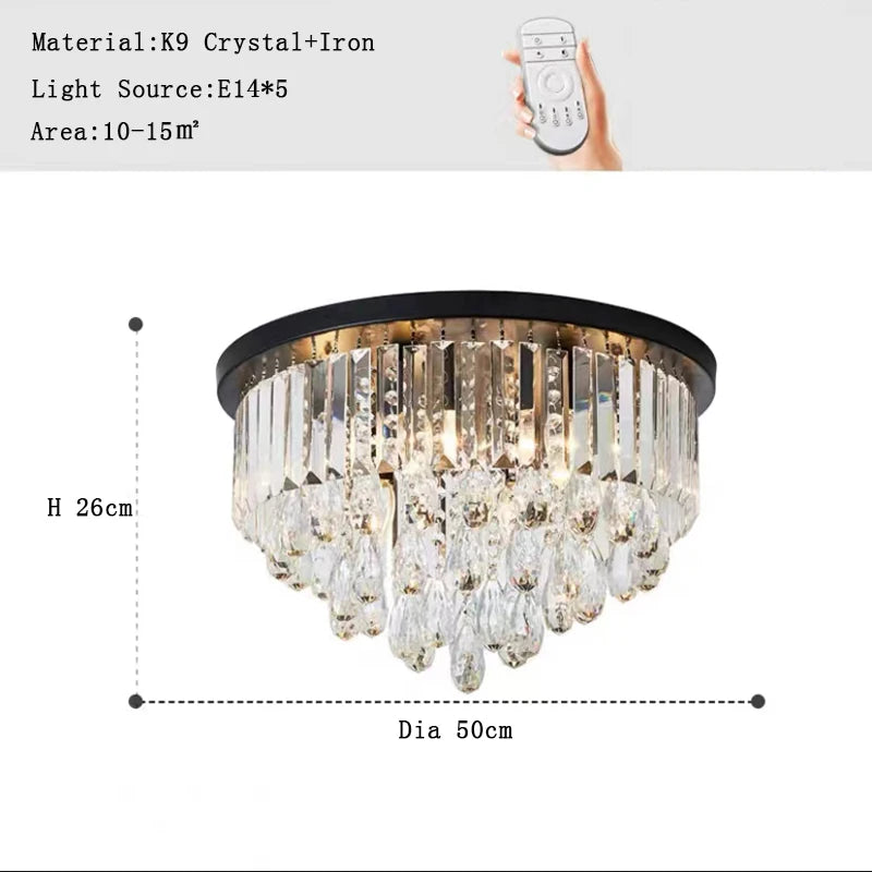 lustre led dimmable en cristal vintage luxe décoration