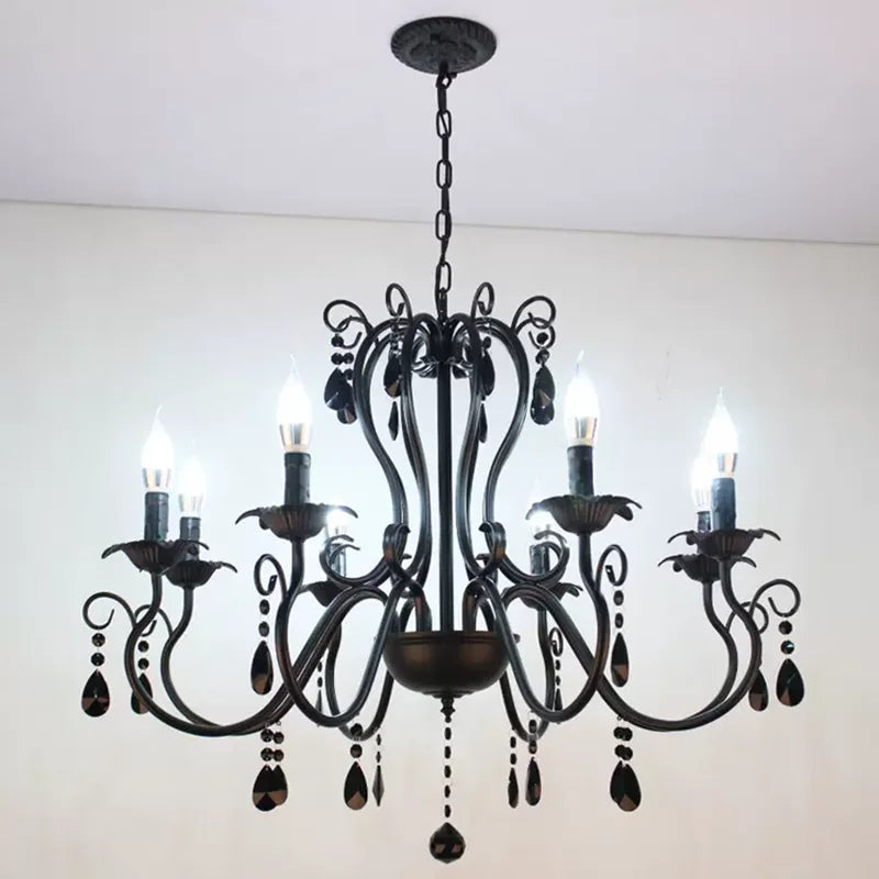 lampe à bougie en fer et cristal de luxe pour décoration intérieure - vue 4 sur 12