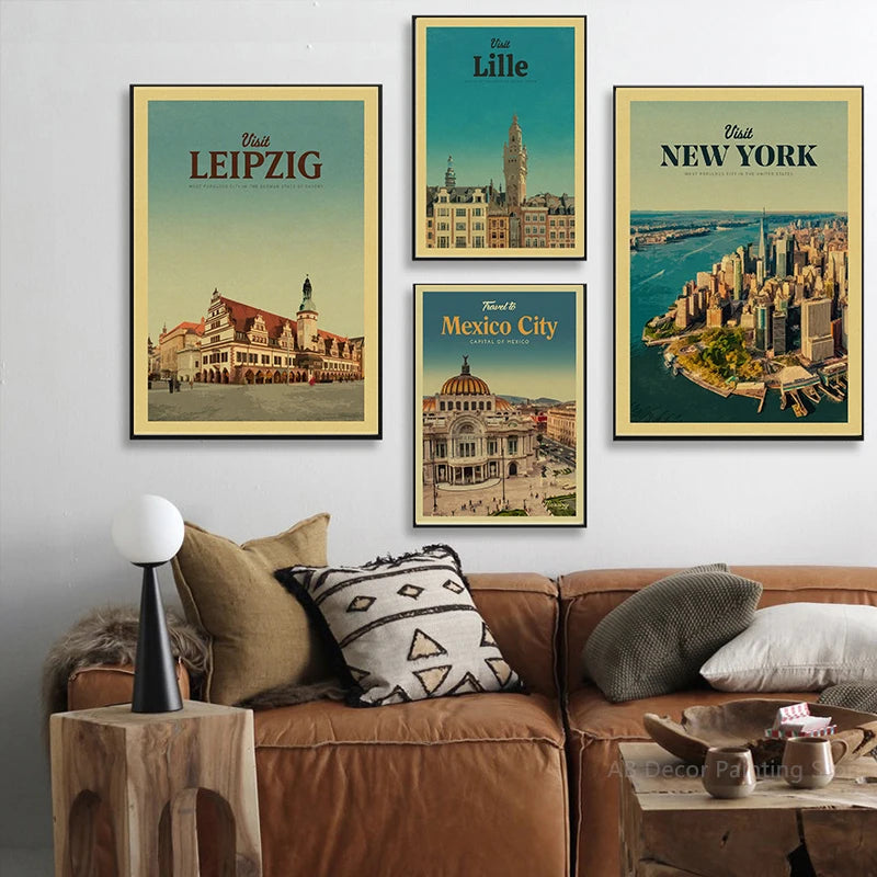 affiche vintage de voyage pour passionnés de tourisme - vue 4 sur 6