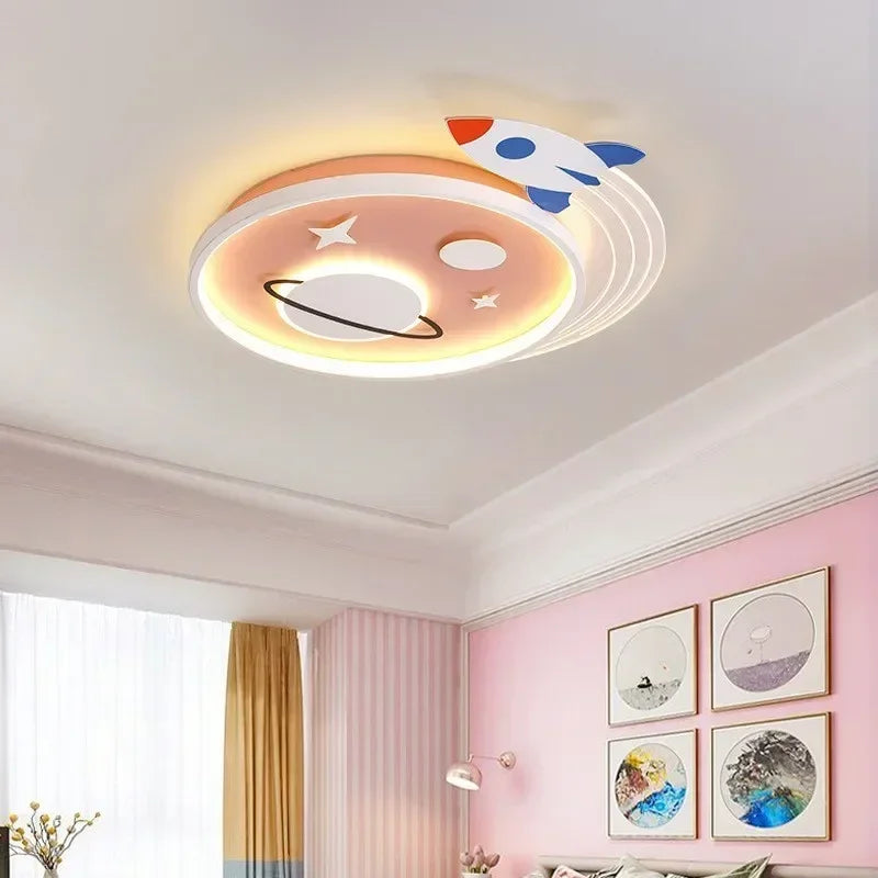 plafonnier nordique planète fusée led pour décoration enfant - vue 4 sur 9